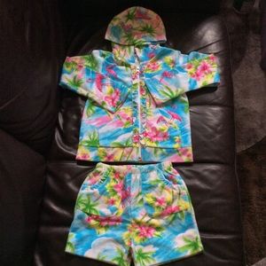 Like New Girls Terry Tropic 2 piece cover up 6x